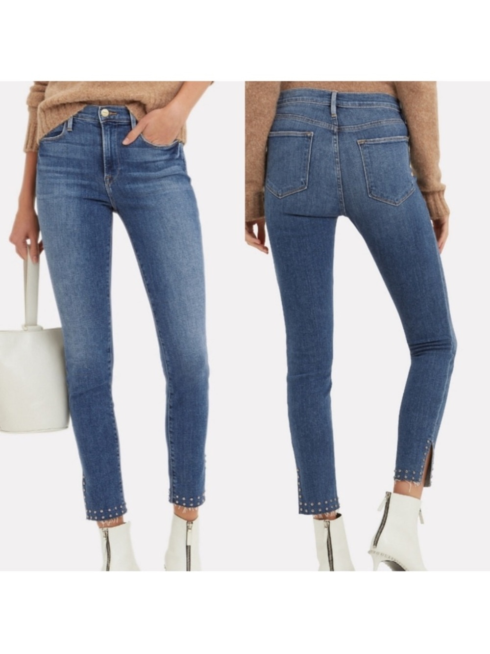Frame Denim Le High Studded Skinny Jeans